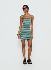 Rydar Scoop Mini Dress Blue / Chocolate Stripe