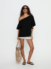 Kourta Off Shoulder Oversized Knit Top Black