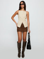 Embark Button Up Top Beige