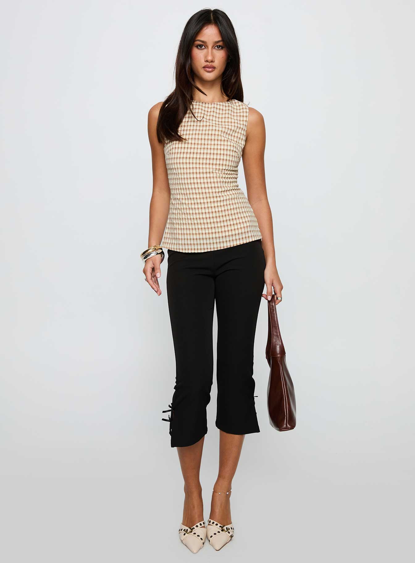 Michaud Top Brown Gingham