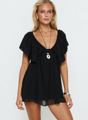 Sun Spirit Plunge Flowy Romper Black