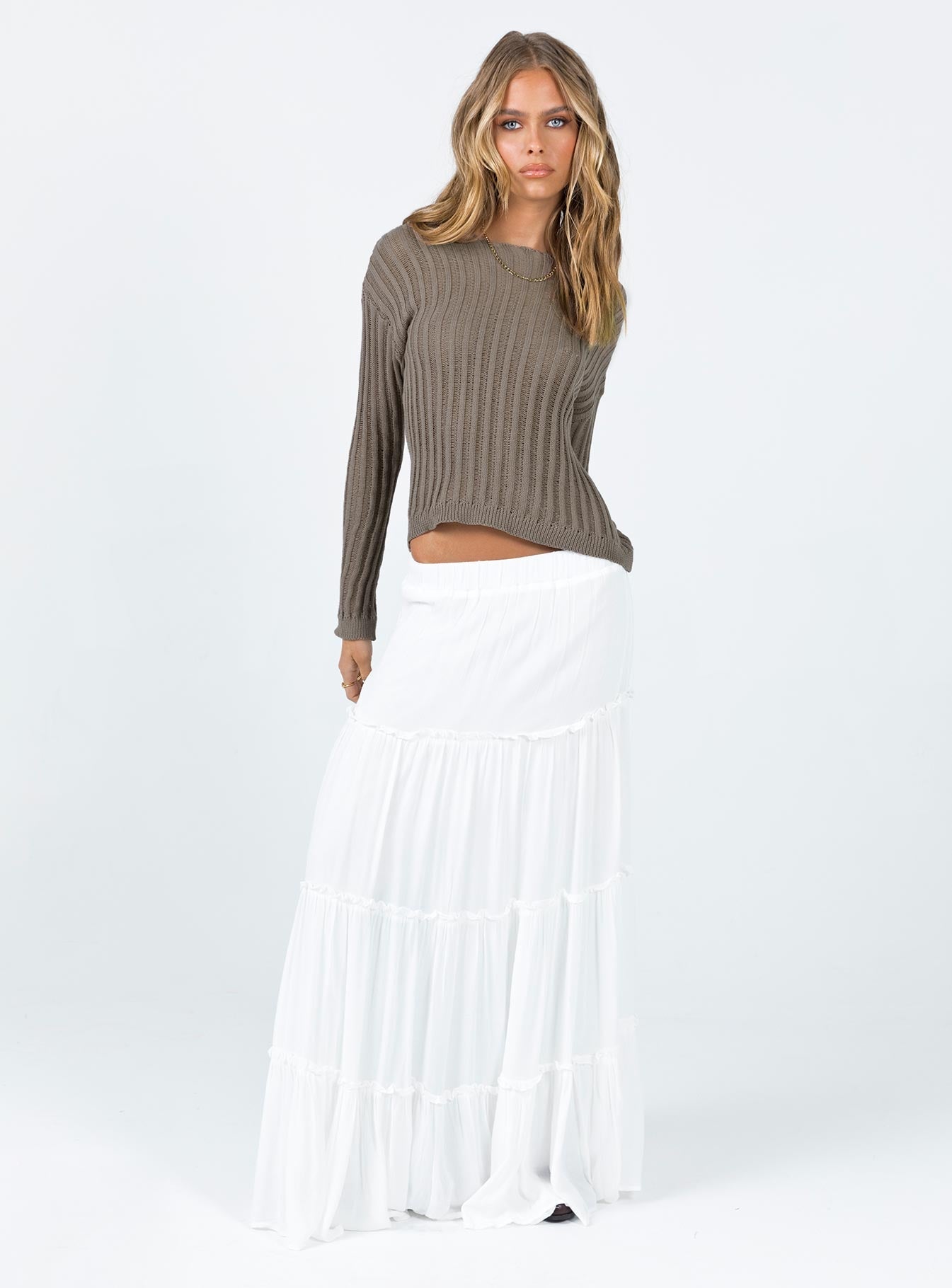 Miriah Maxi Skirt White Petite