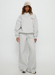 Princess Polly Stargirl Wide Leg Sweat Pants Grey Marle