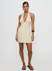 Alivea Shirred Mini Dress Cream