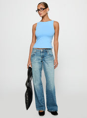 Lose Your Number High Neck Top Blue