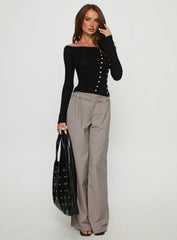 Jillianna Button Detail Off Shoulder Top Black