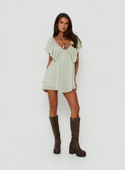 Sun Spirit Plunge Flowy Playsuit Sage