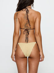 Glora Tie Side Bikini Bottom Yellow Stripe