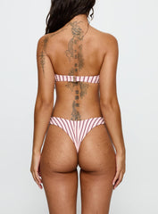 Nevaeh High Cut Bikini Bottoms Pale Pink Stripe