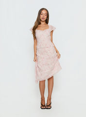 Avaline Lace Trim Blouse Top Pink
