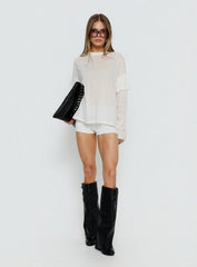 Settle Down Layered Long Sleeve Top White