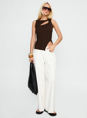 Cash Out Twist Detail Top Chocolate