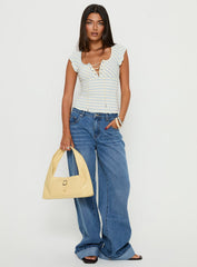 Jacobie Mid Rise Wide Leg Jeans Mid Blue Wash
