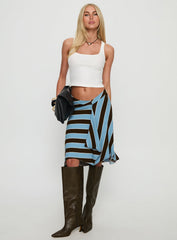 Esmeray Midi Skirt Retro Stripe Blue