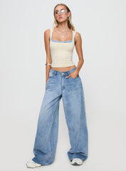 Back In Time Top Cream/Blue