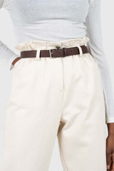 Ivory boy fit brown belted trousers