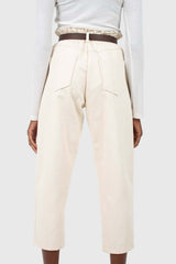 Ivory boy fit brown belted trousers