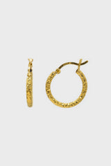 Gold thick shiny textured earrings - 18mm