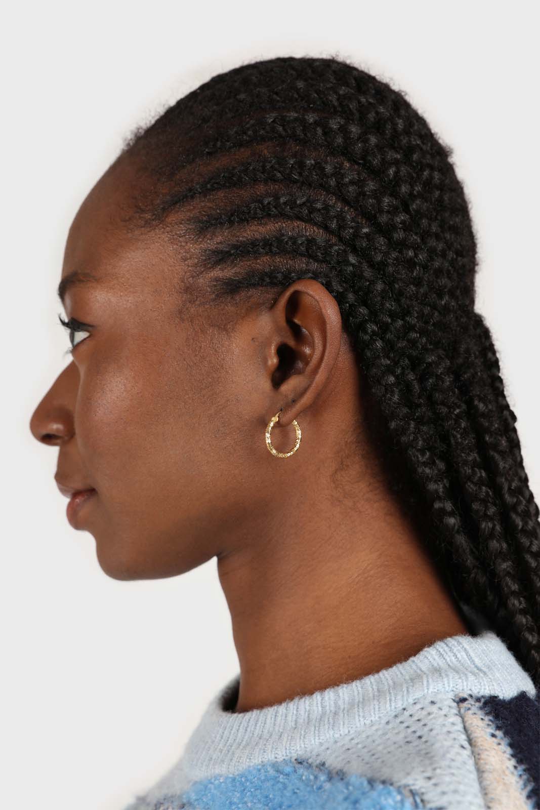 Gold thick shiny textured earrings - 18mm