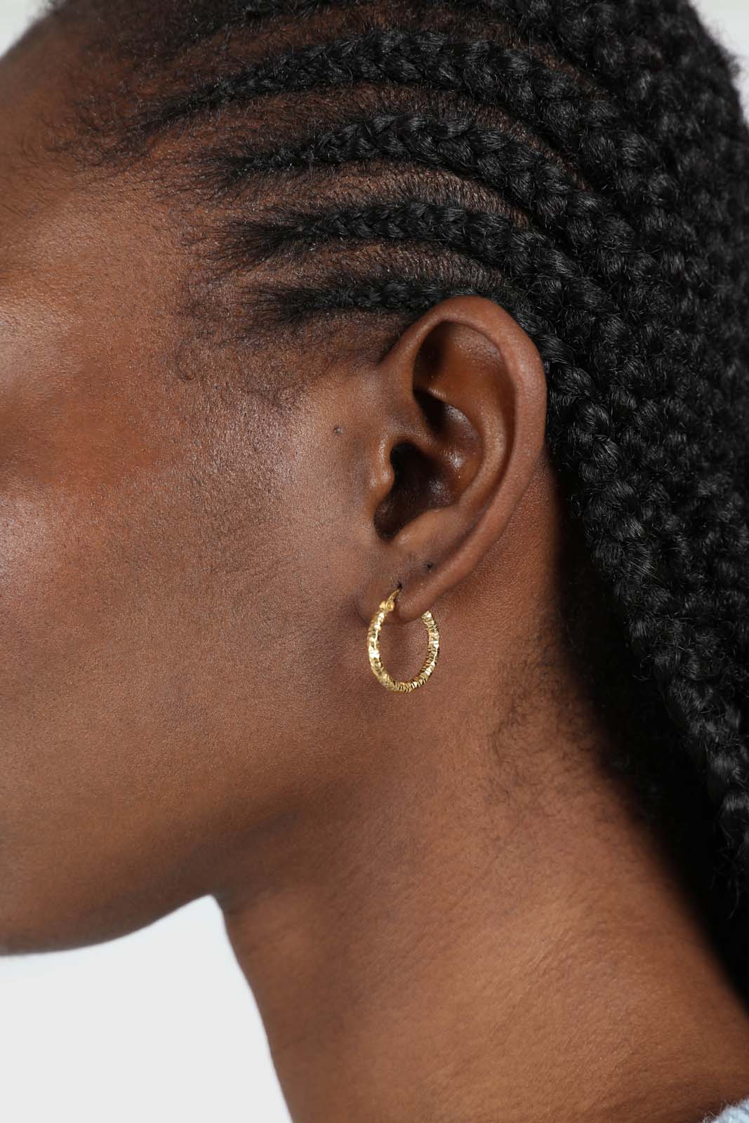 Gold thick shiny textured earrings - 18mm
