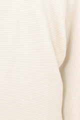 Beige long horizontal rib wide fit jumper