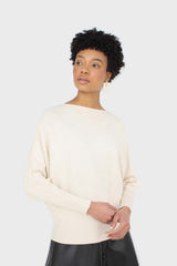 Beige long horizontal rib wide fit jumper