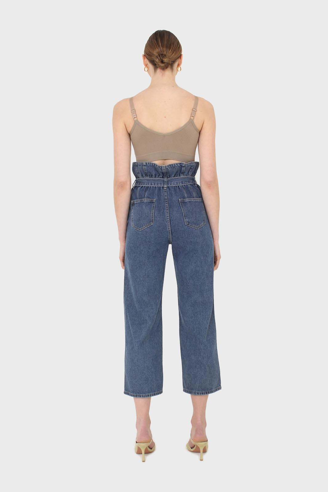 Mid blue high bag waist jeans