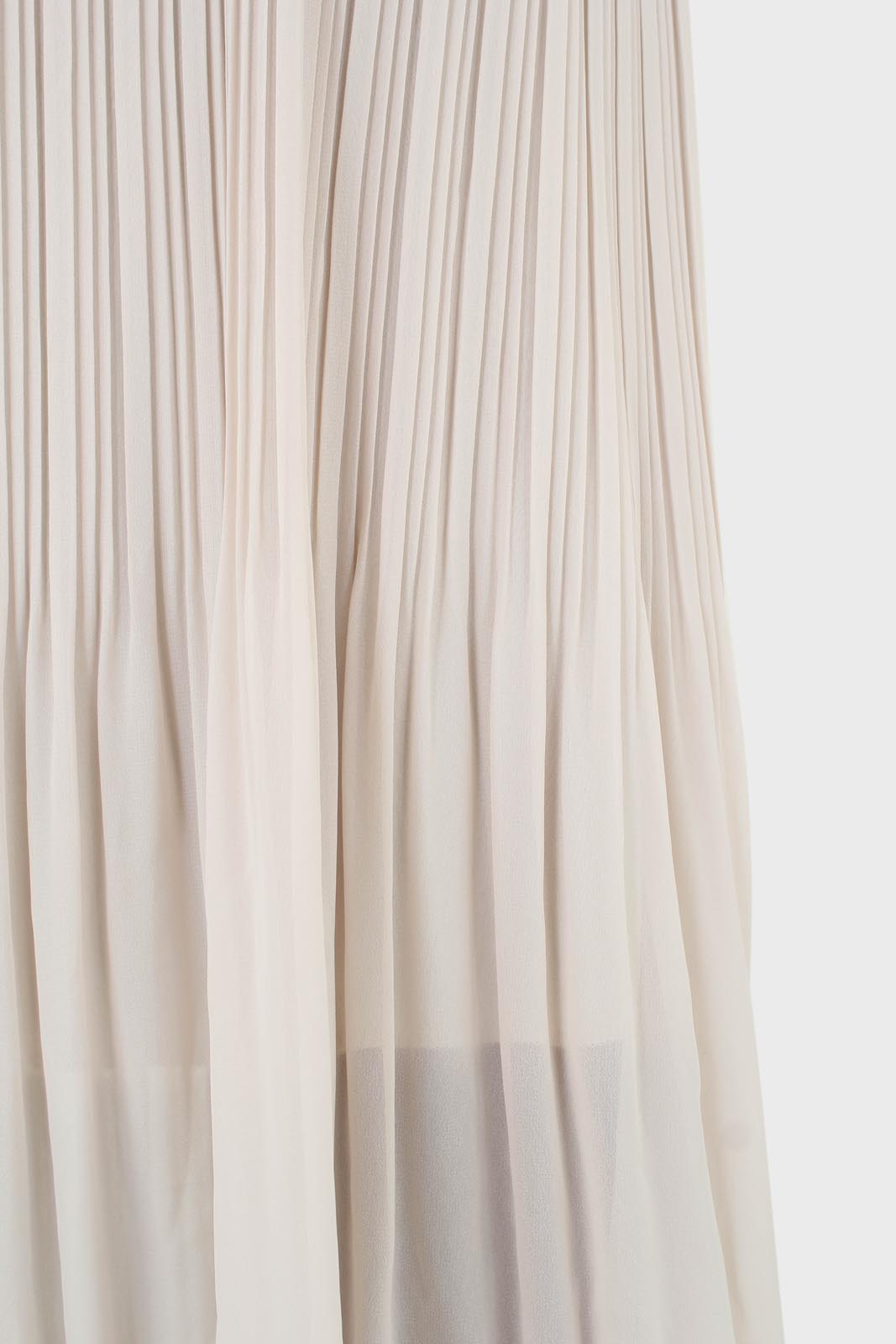 Beige silky micro pleat maxi skirt