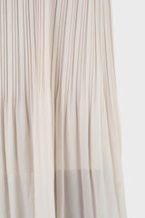 Beige silky micro pleat maxi skirt