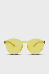 Yellow frameless round sunglasses