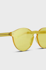Yellow frameless round sunglasses