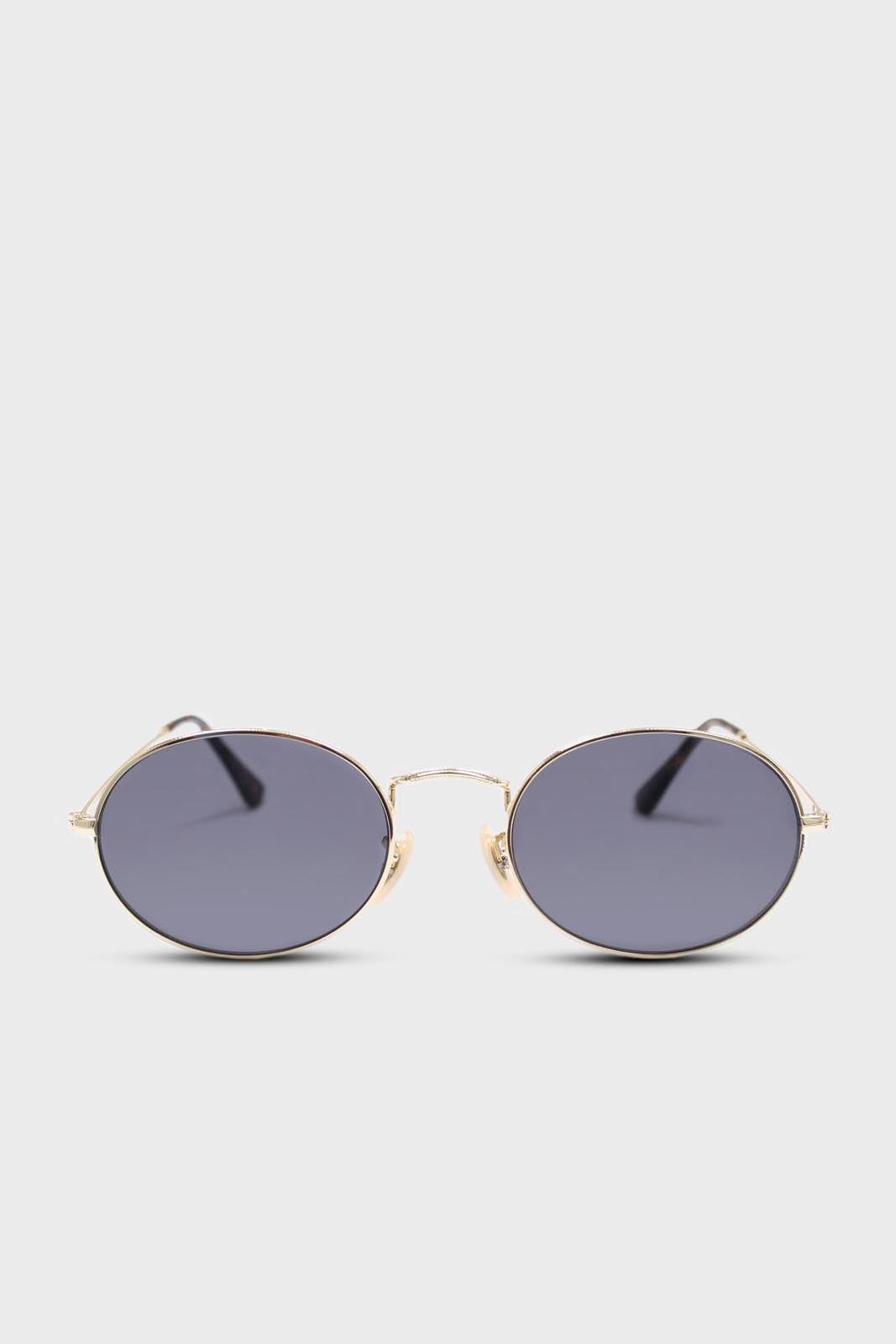 Black gold frame small oval lens sunglasses