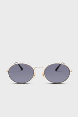 Black gold frame small oval lens sunglasses