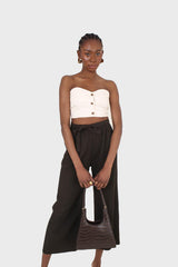 Ivory button front strapless bustier