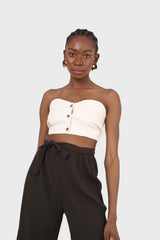 Ivory button front strapless bustier