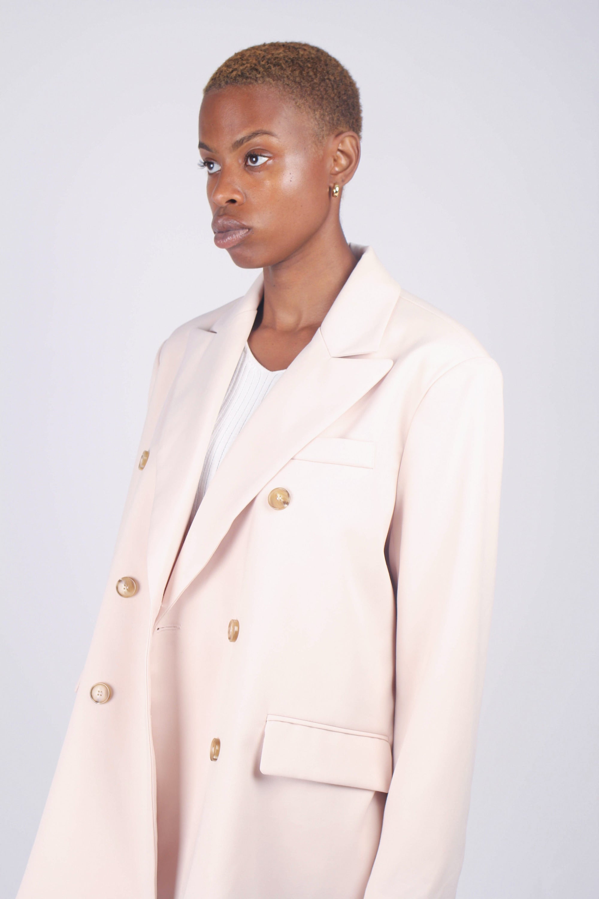 Ivory double breasted half long jacket