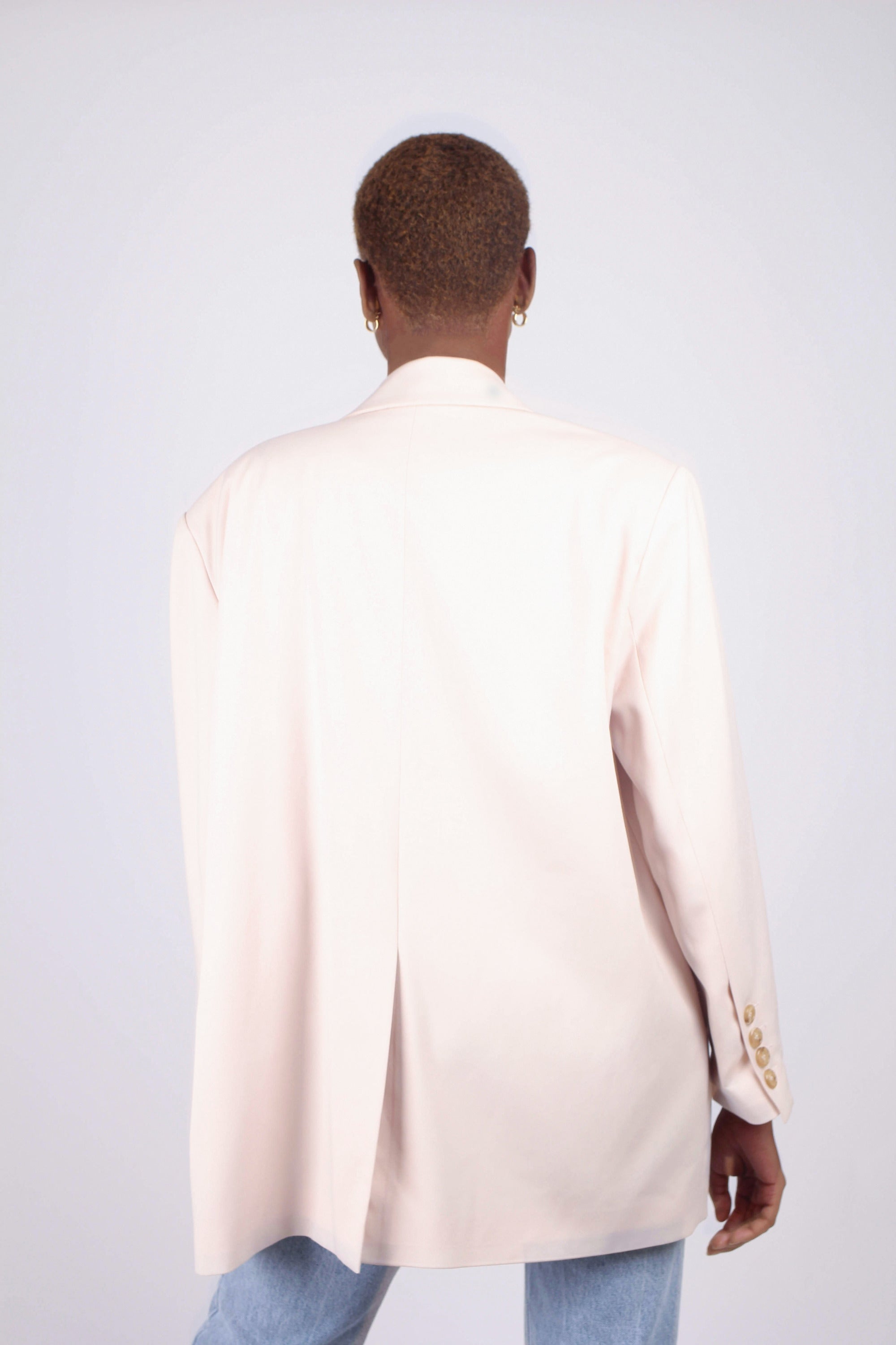 Ivory double breasted half long jacket