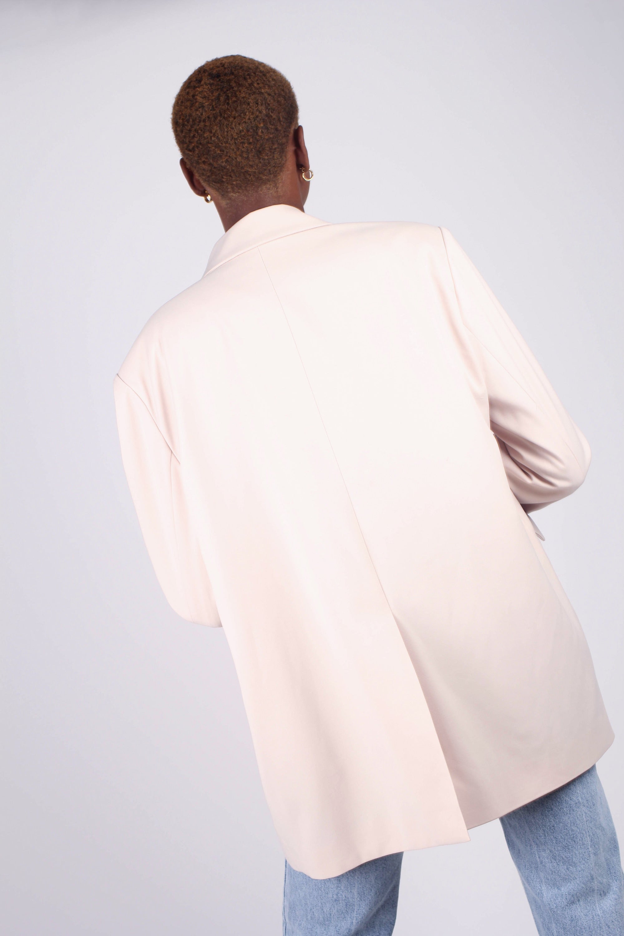 Ivory double breasted half long jacket