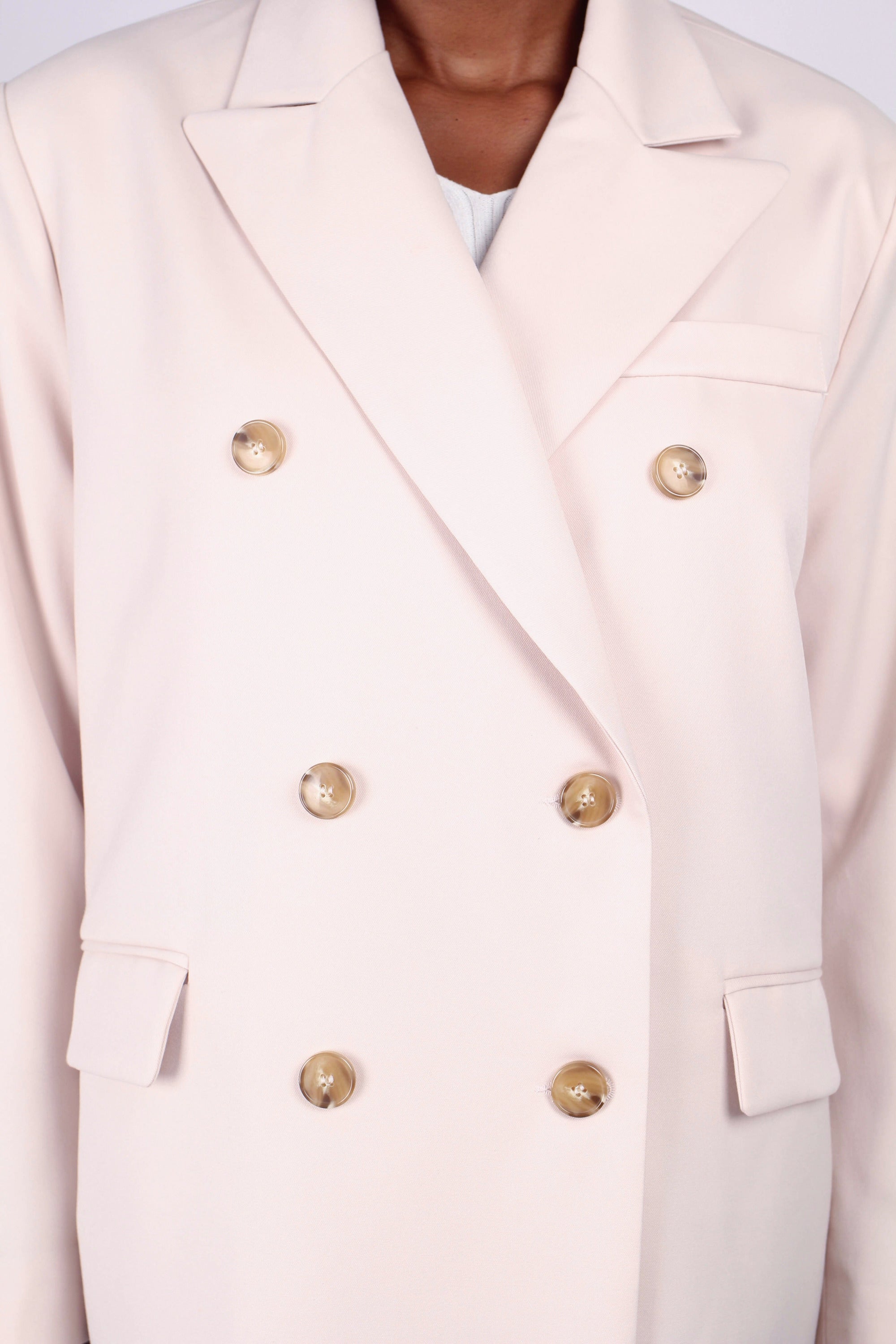 Ivory double breasted half long jacket