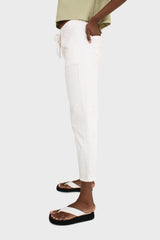 White dart front loose fit drawstring trousers