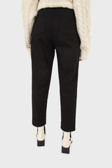 Black dart front loose fit drawstring trousers