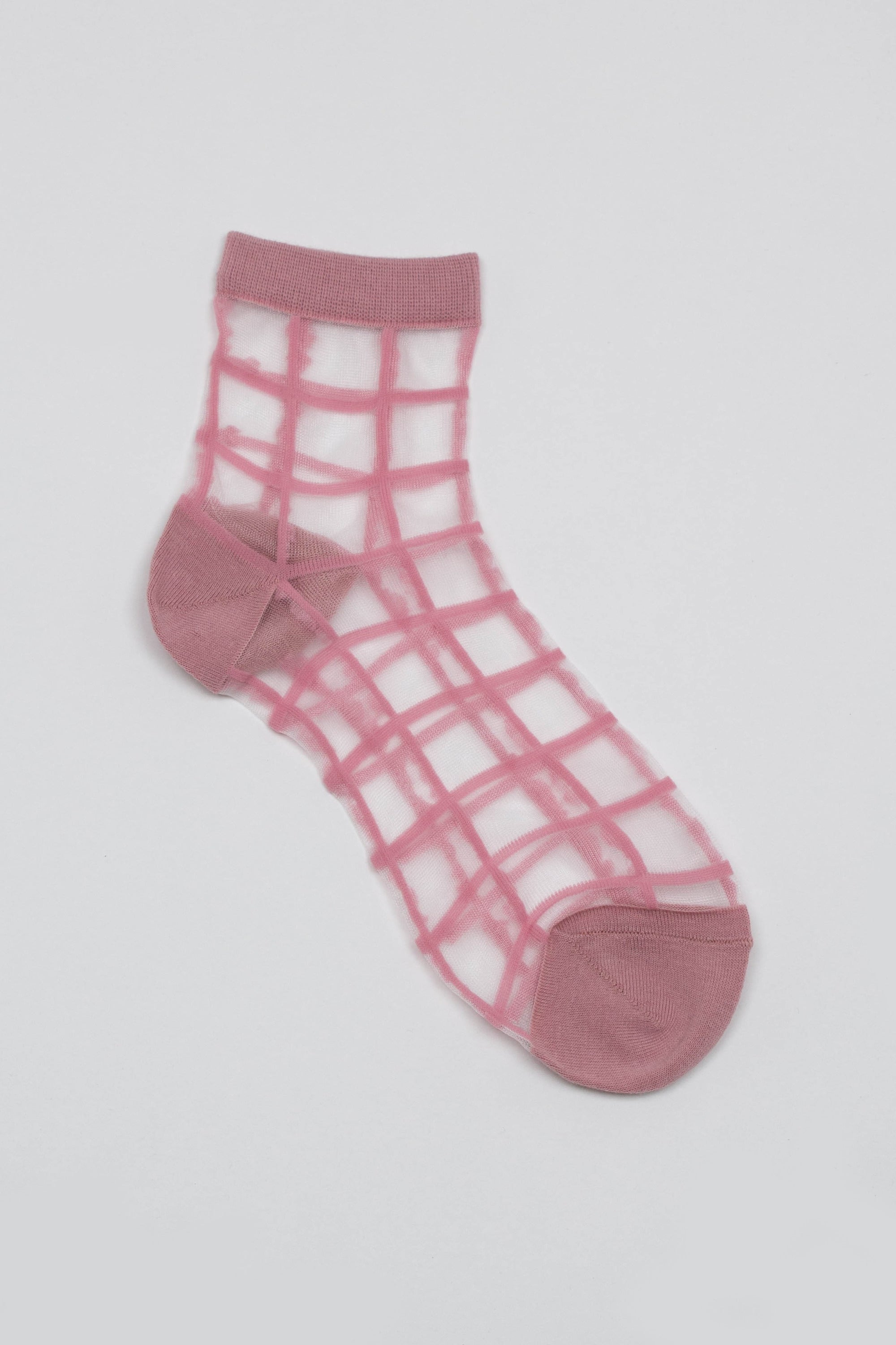 Pale pink sheer grid socks
