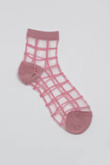Pale pink sheer grid socks