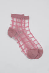 Pale pink sheer grid socks