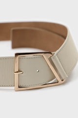 Ivory genuine leather gold buckle belt