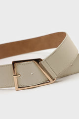 Ivory genuine leather gold buckle belt