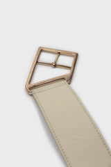 Ivory genuine leather gold buckle belt