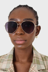 Gold frame black lens classic aviator sunglasses