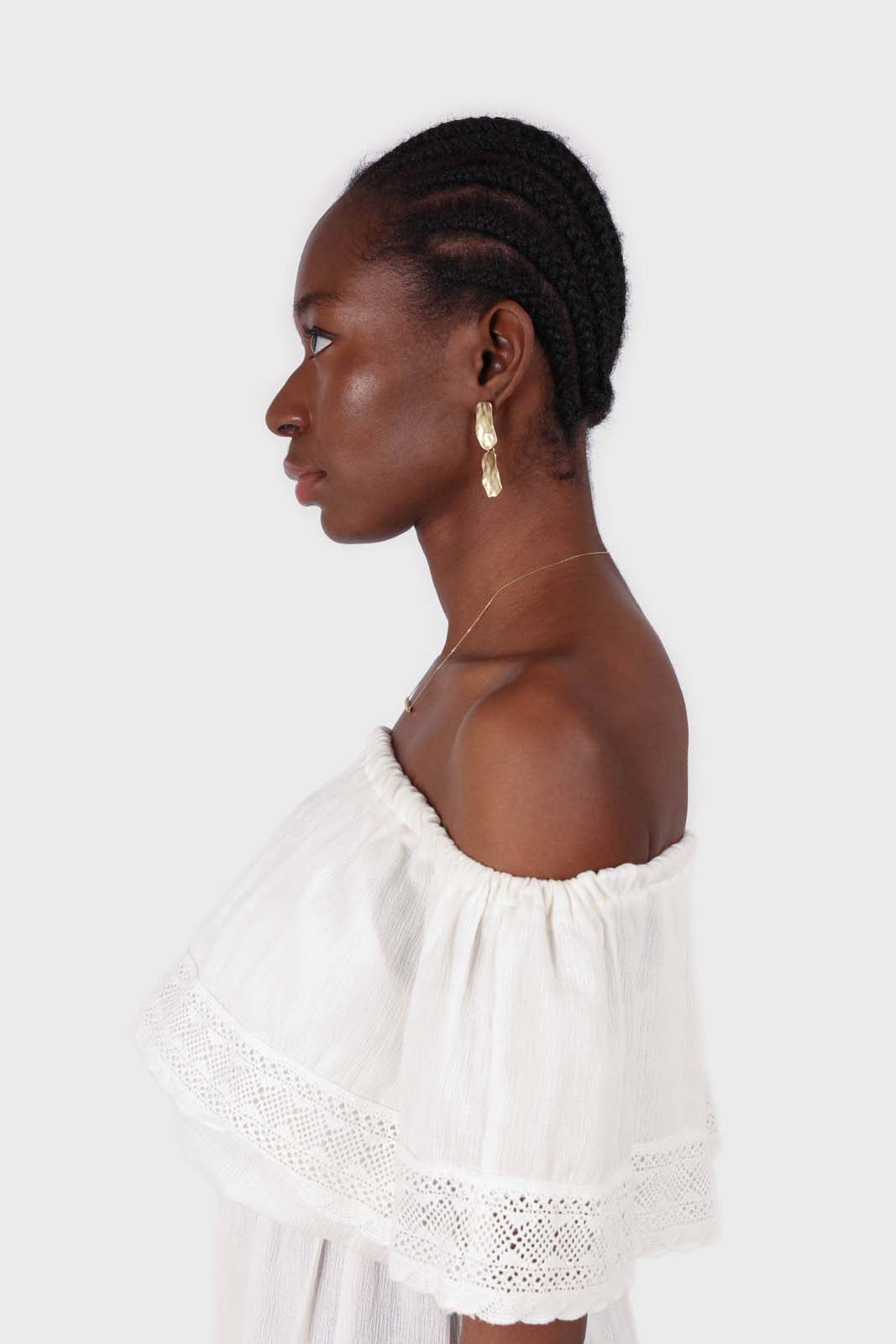 Ivory ruffle off shoulder jumpsuit