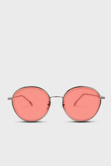 Red and gold lined round sunglasses